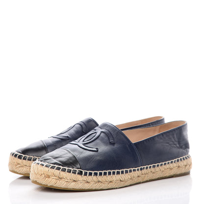 Chanel Lambskin CC Espadrilles 38 Navy Black 3 of 11