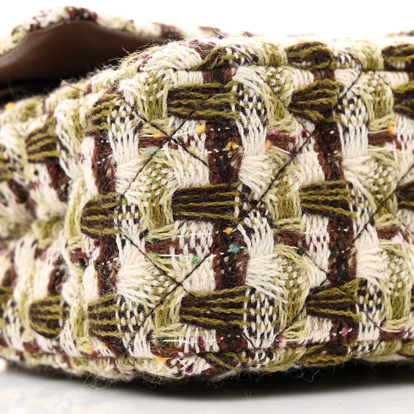 Tweed Quilted Medium Double Flap Green Multicolor