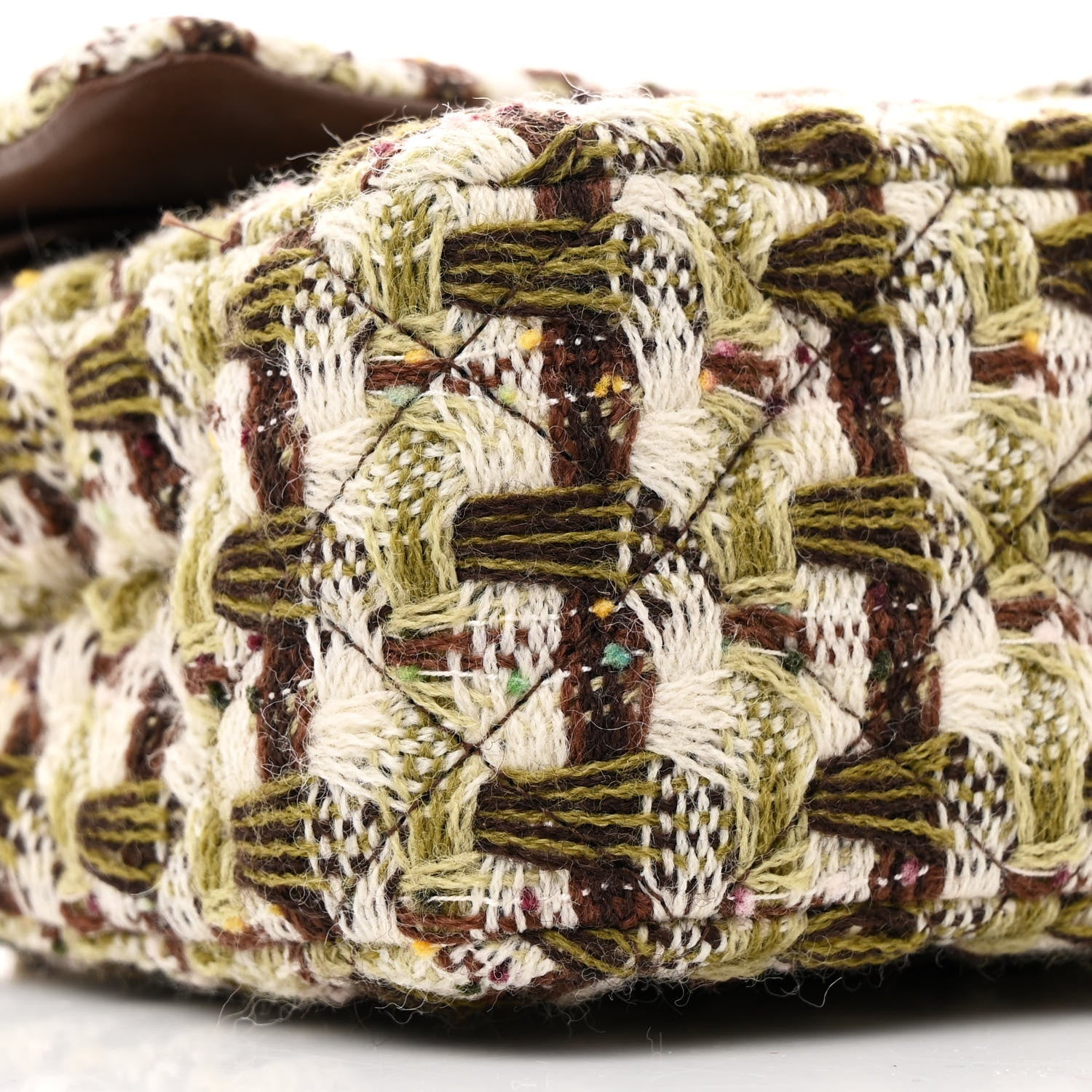 Chanel Tweed Quilted Medium Double Flap Green Multicolor 9 of 11