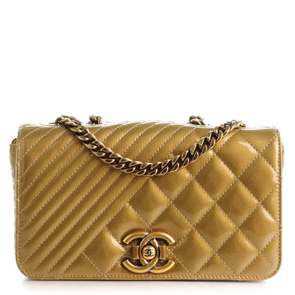 Chanel Patent Quilted Small Coco Boy Flap Gold 1 of 7