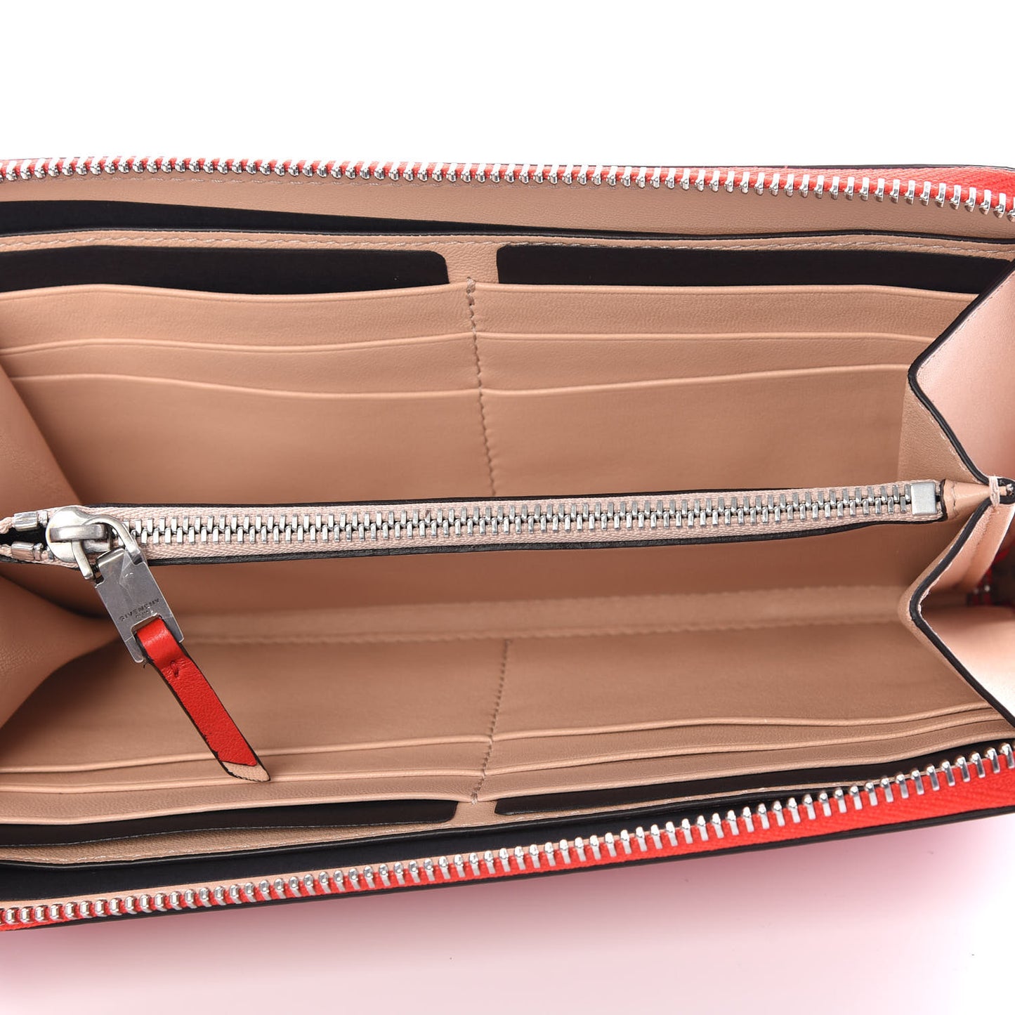 Lambskin Logo Zip Around Wallet Red