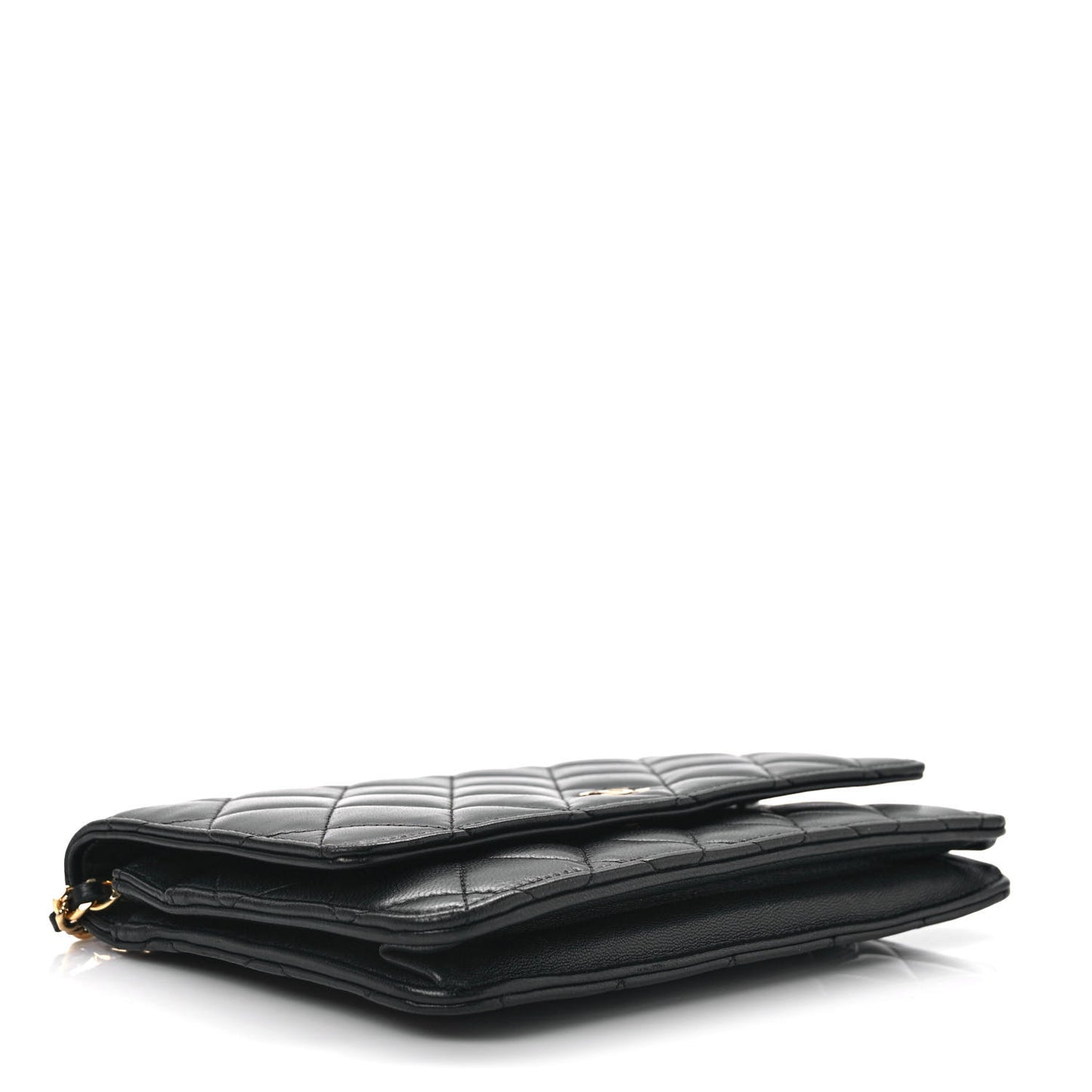 Lambskin Quilted Wallet On Chain WOC Black