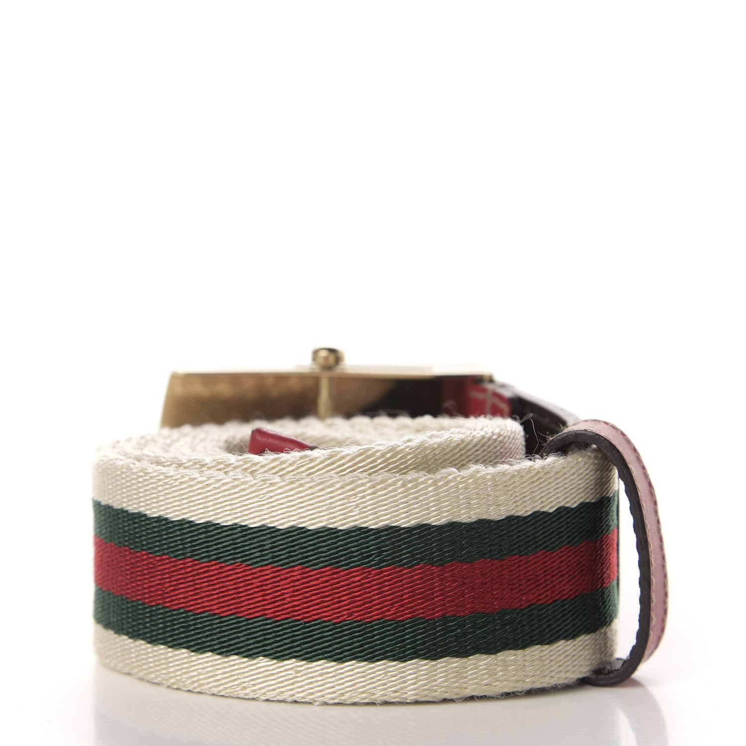 Gucci Nylon Buckle Web Belt 85 34 Red Green 2 of 5