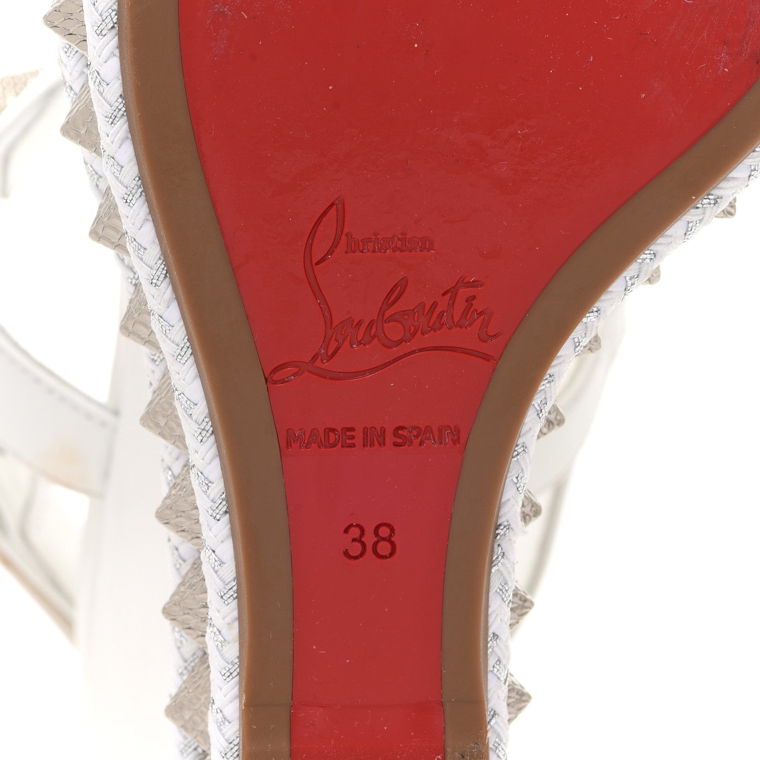 Christian Louboutin Nappa Pyraclou 110 Wedge Sandals 38 White 8 of 16