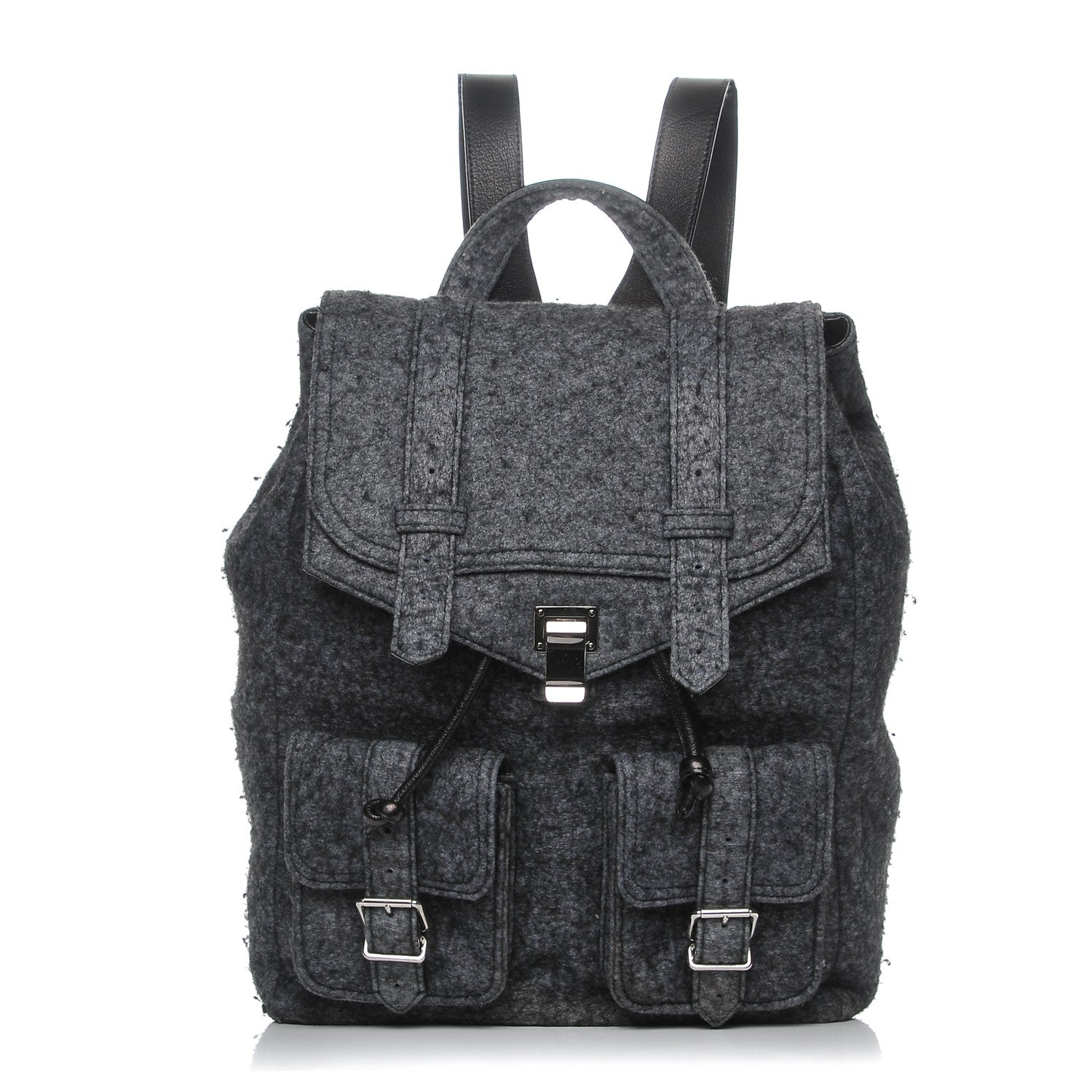 Proenza Schouler Melange Felted Wool PS1 Backpack Charcoal Black 1 of 9