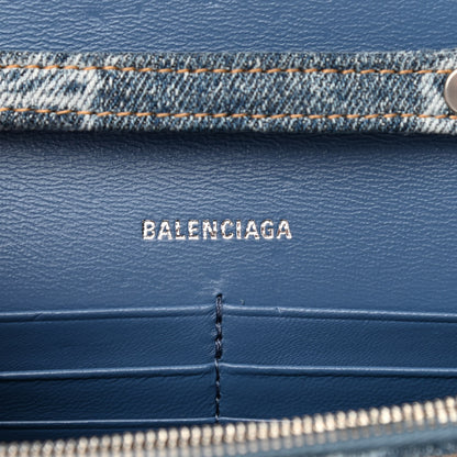 Balenciaga Denim BB Monogram Hourglass Chain Bag Blue 6 of 9