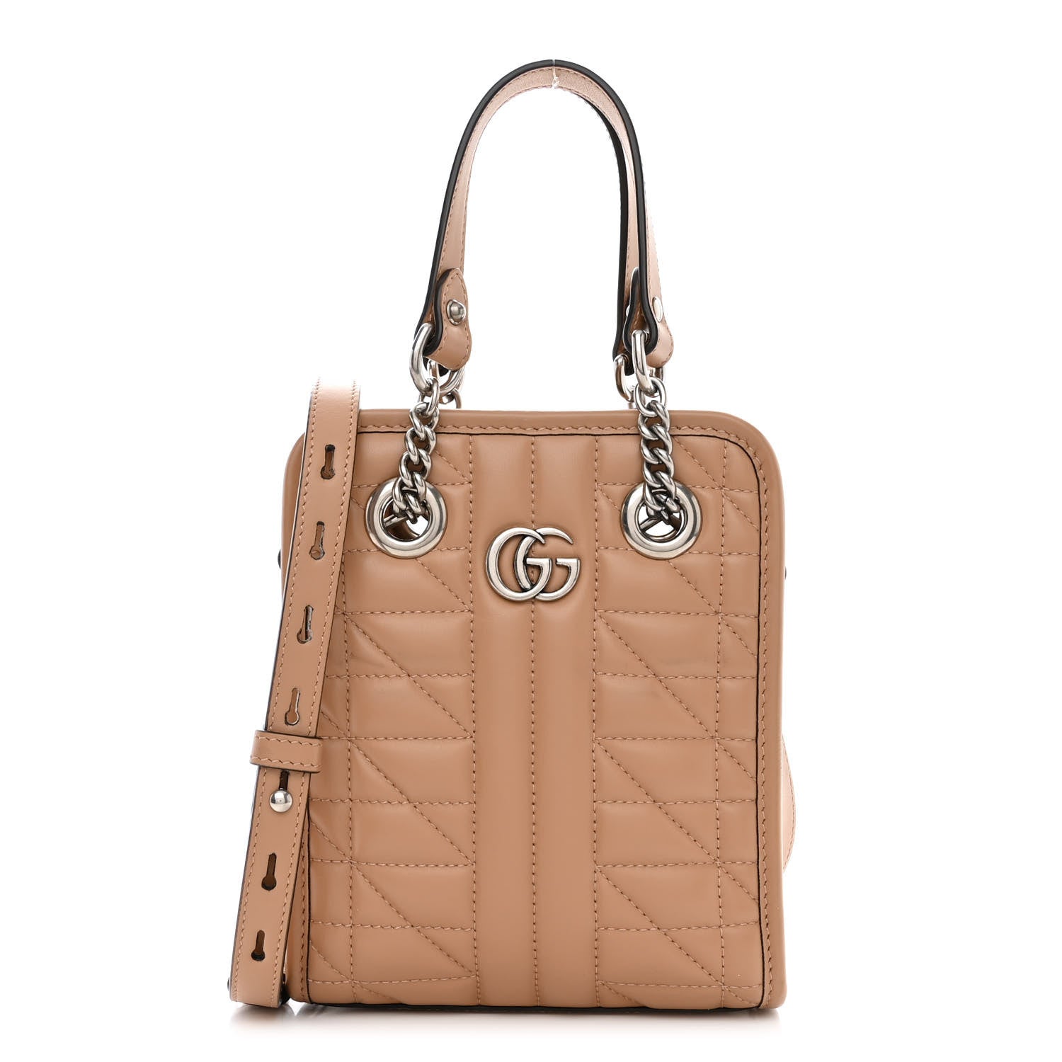 Gucci Calfskin Matelasse Aria Mini GG Marmont Tote Camelia 1 of 13