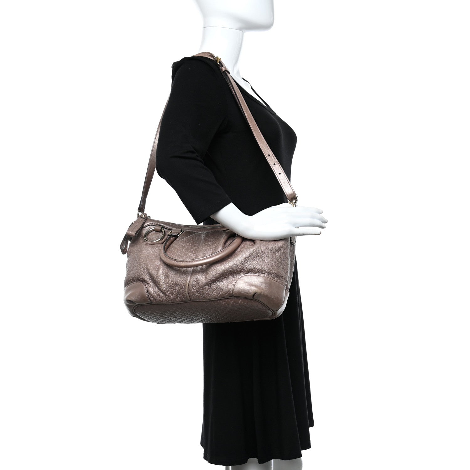 Gucci Metallic Microguccissima Medium Sukey Top Handle Bag Dark Cipria 2 of 15