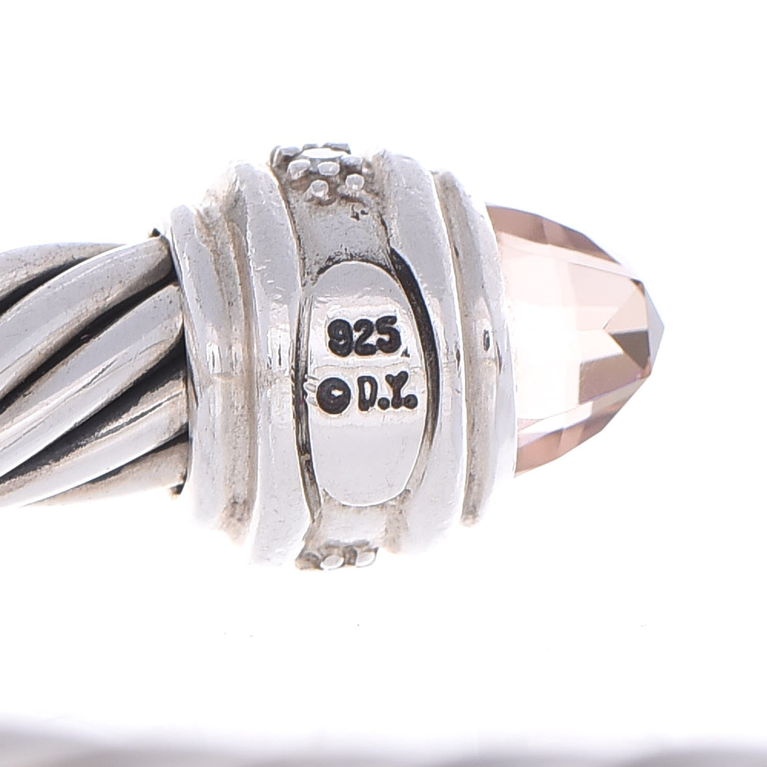 David Yurman Sterling Silver Diamond Morganite 7mm Cable Classics Bracelet 5 of 5