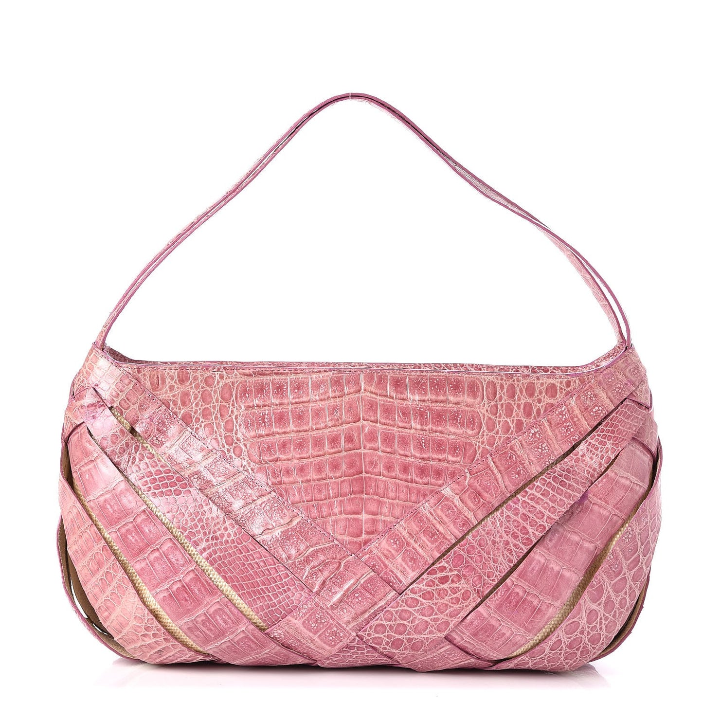 Crocodile Woven Shoulder Bag Pink