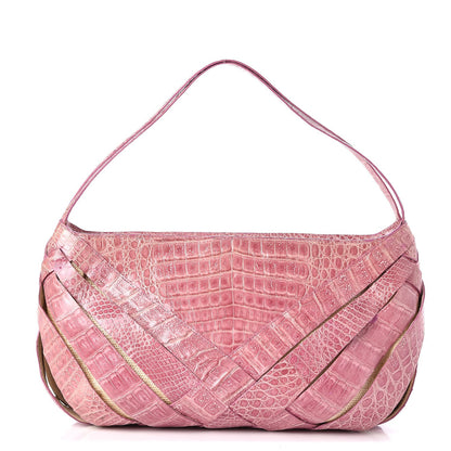 Nancy Gonzalez Crocodile Woven Shoulder Bag Pink 1 of 6