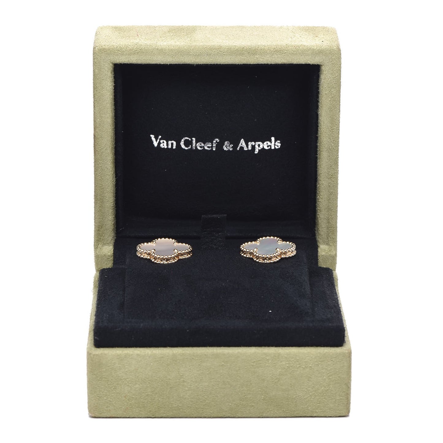 18K Yellow Gold Mother of Pearl Vintage Alhambra Earrings