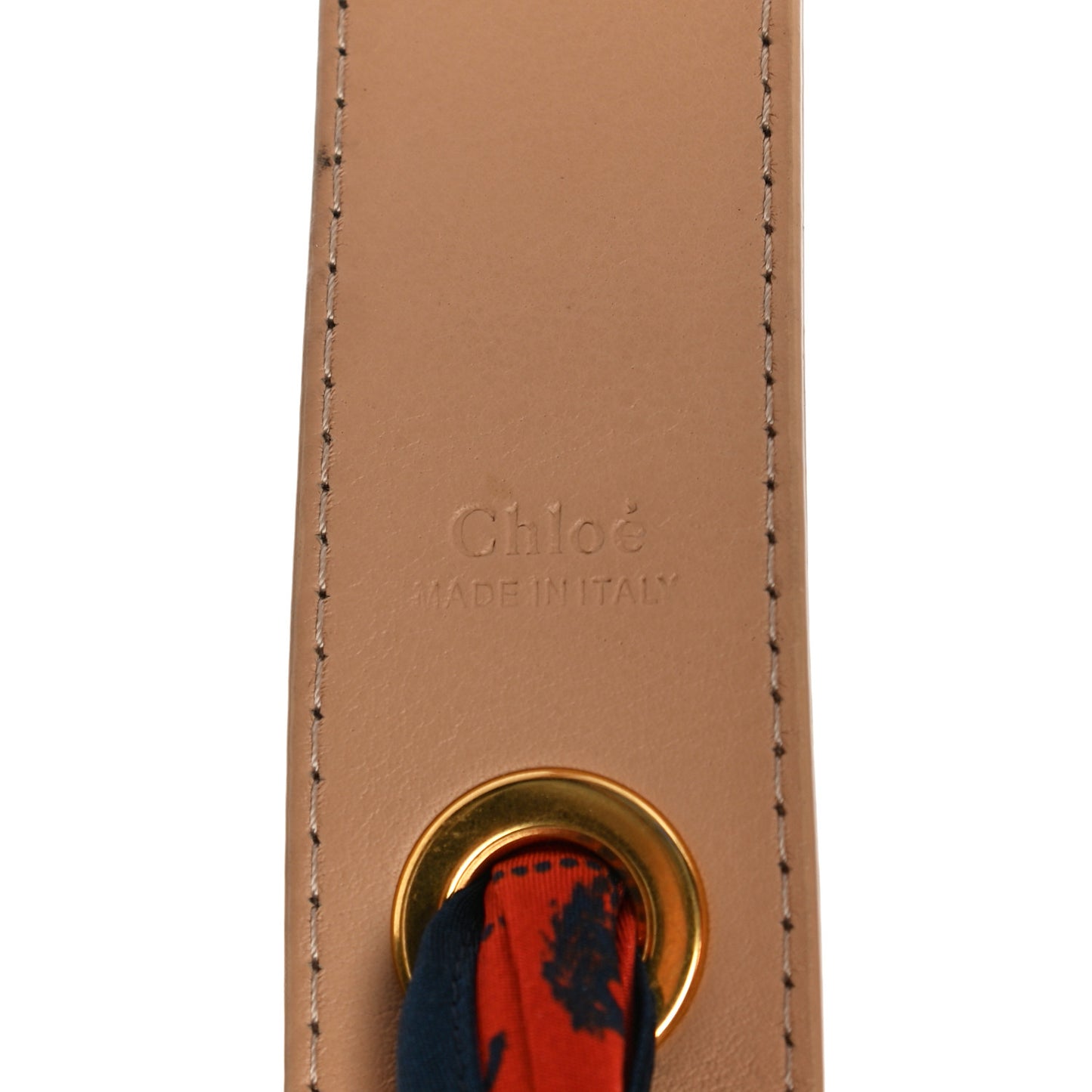Calfskin Silk Little Horses Scarf Strap Earthy Red