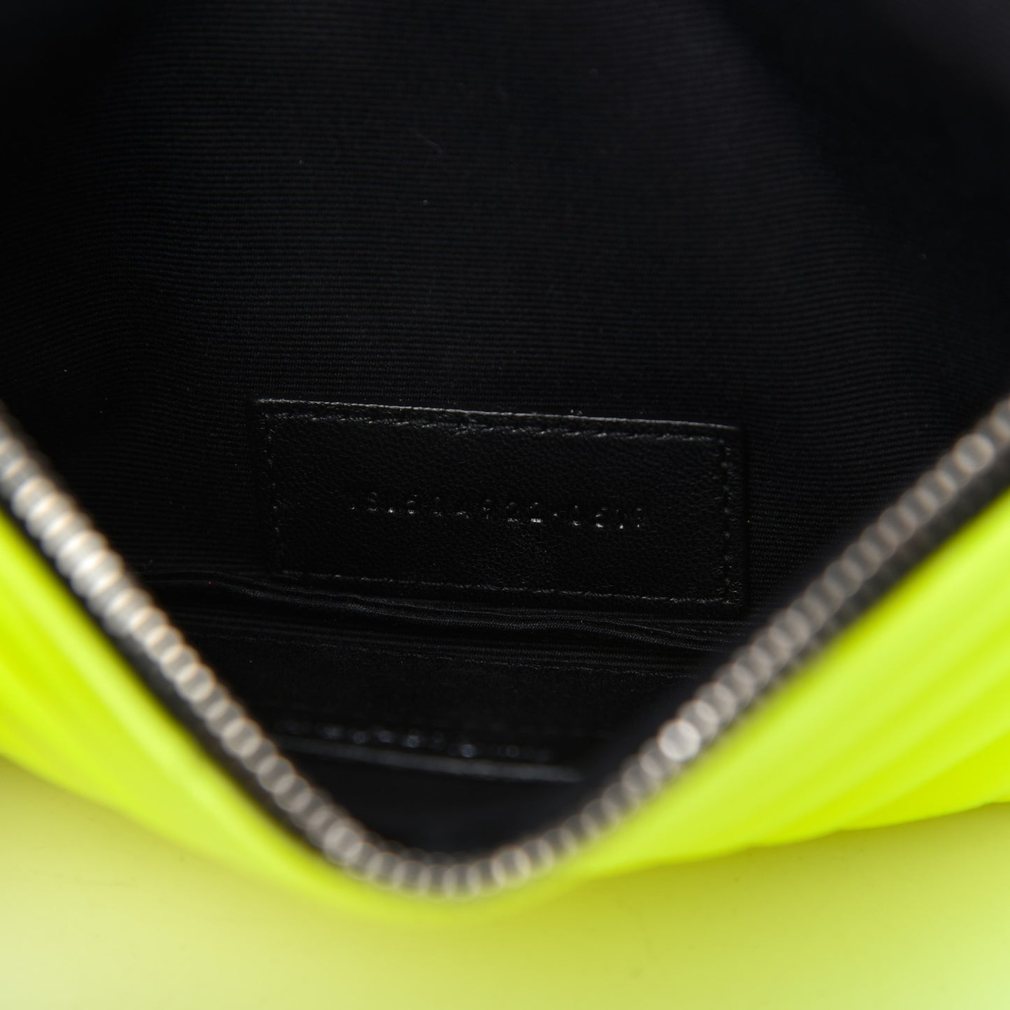 Patent Grain De Poudre Matelasse Chevron Monogram Bill Pouch Neon Yellow