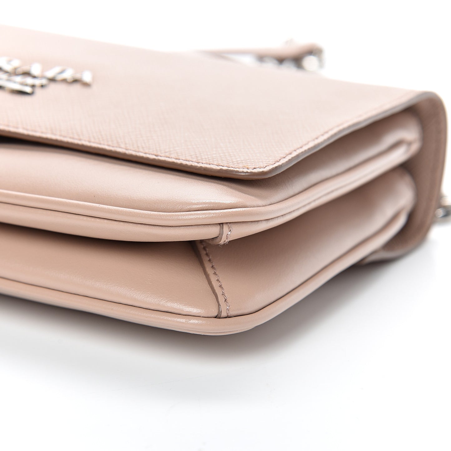 Saffiano Soft Calfskin Chain Crossbody Bag Cipria