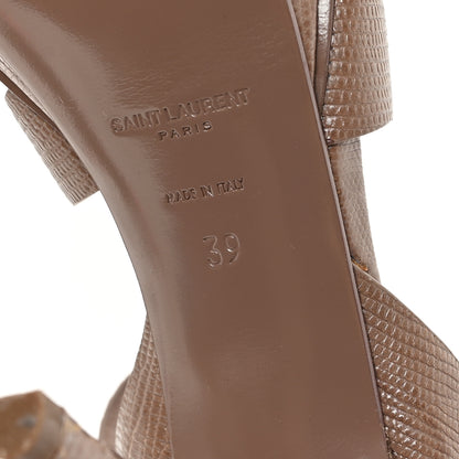 Saint Laurent Calfskin Embossed Crocodile Tribute 105 Platform Sandals 39 Beige 7 of 10