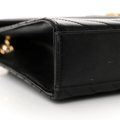 Saint Laurent Grain De Poudre Matelasse Chevron Large Monogram Satchel Black 9 of 15