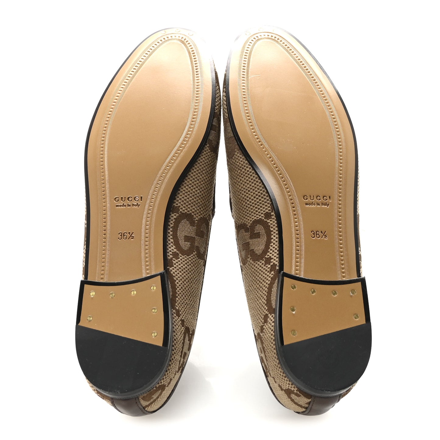 Monogram Jumbo GG Malaga Kid Horsebit Womens Jordaan Loafers 36.5 Camel Ebony New Acero Beige