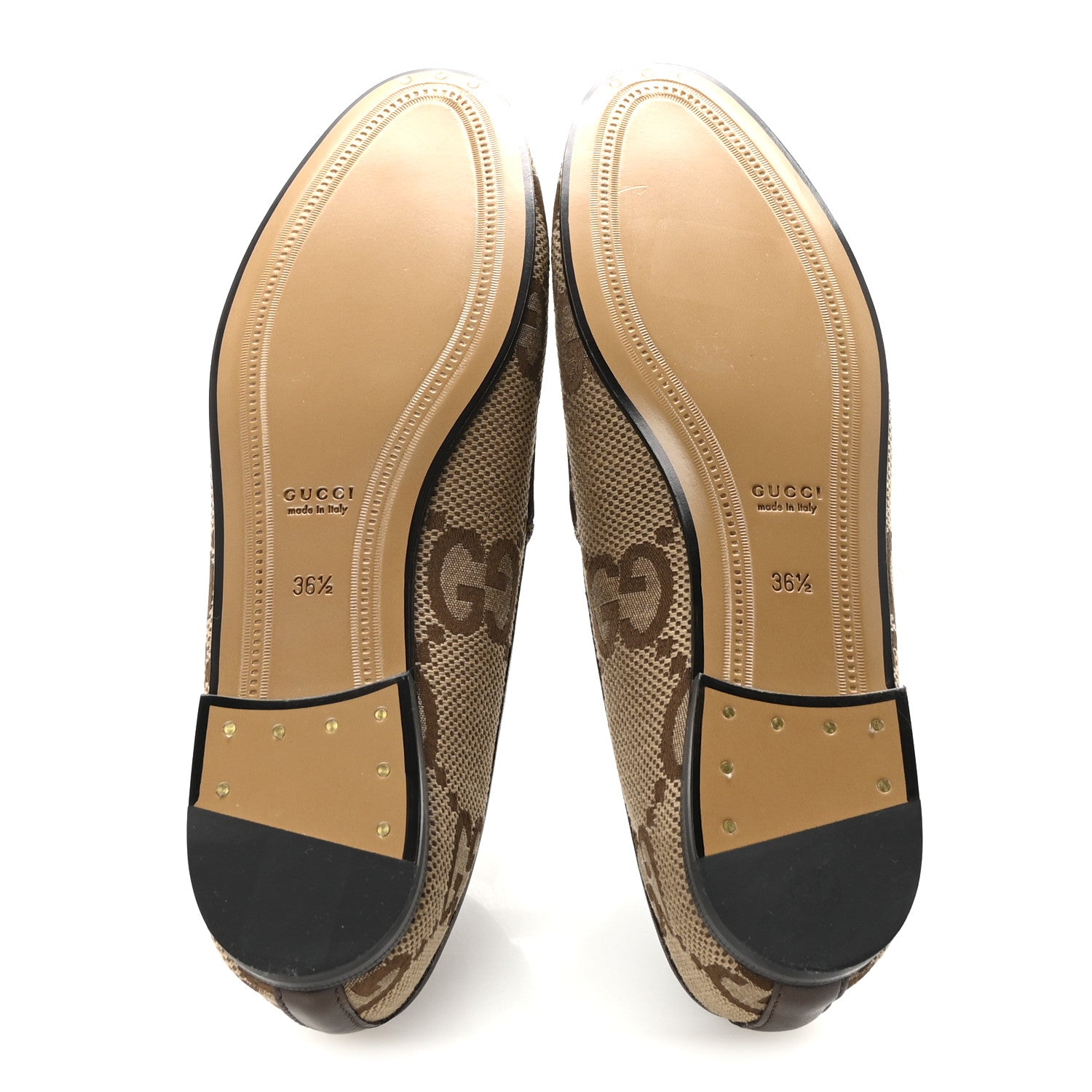 Gucci Monogram Jumbo GG Malaga Kid Horsebit Womens Jordaan Loafers 36.5 Camel Ebony New Acero Beige 6 of 10