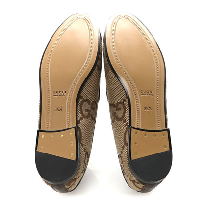 Gucci Monogram Jumbo GG Malaga Kid Horsebit Womens Jordaan Loafers 36.5 Camel Ebony New Acero Beige 6 of 10