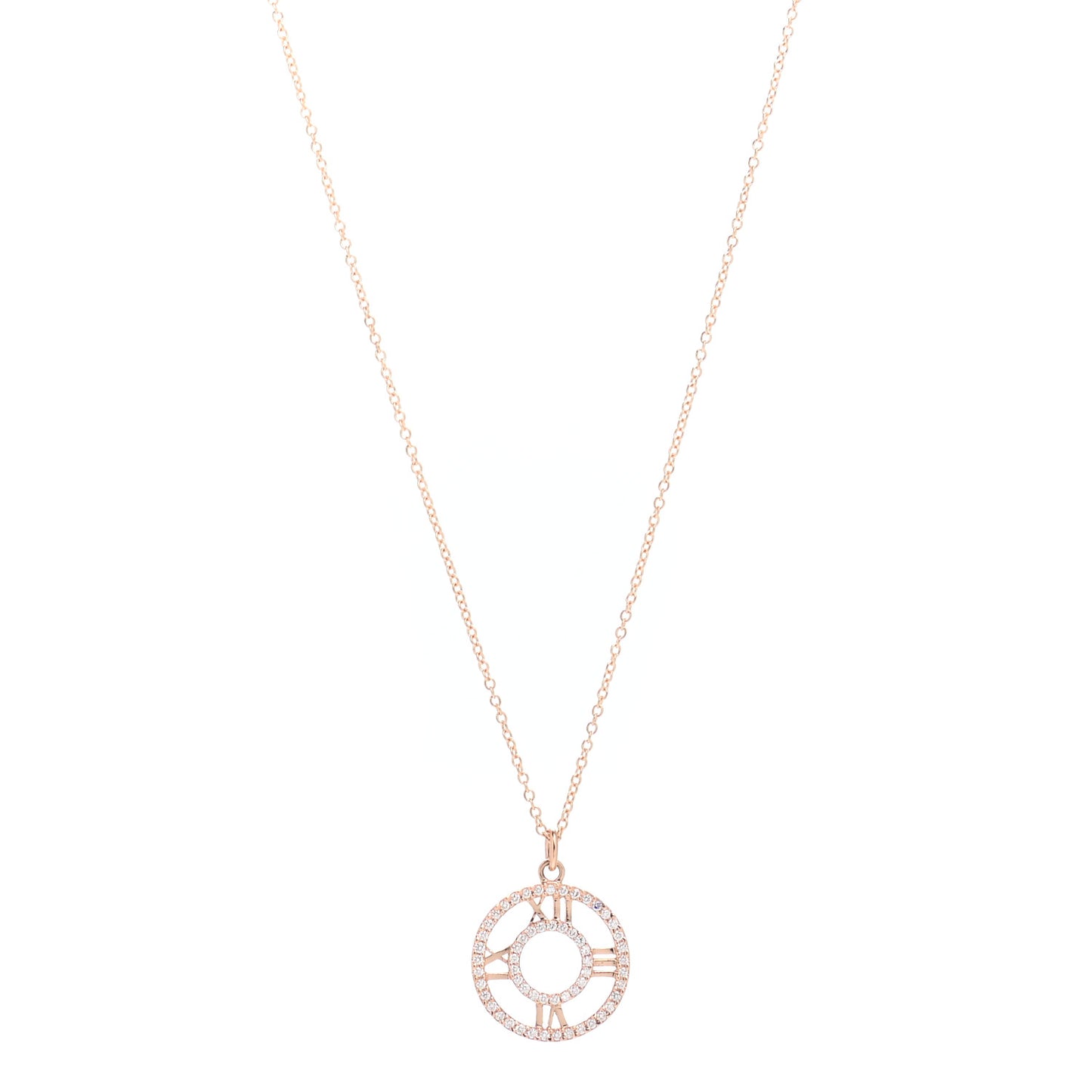 18K Rose Gold Diamond Small Atlas Open Pave Pendant Necklace