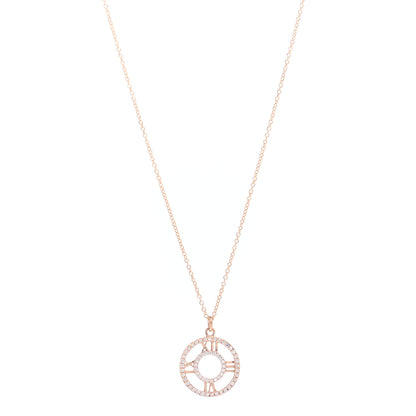 Tiffany 18K Rose Gold Diamond Small Atlas Open Pave Pendant Necklace 1 of 4