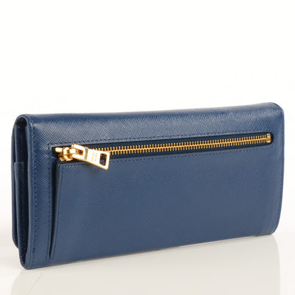 Prada Saffiano Bi-Color Trend Continental Wallet Bleuette Turchese 3 of 9
