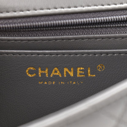Chanel Lambskin Quilted Mini Top Handle Rectangular Flap Dark Grey 6 of 10