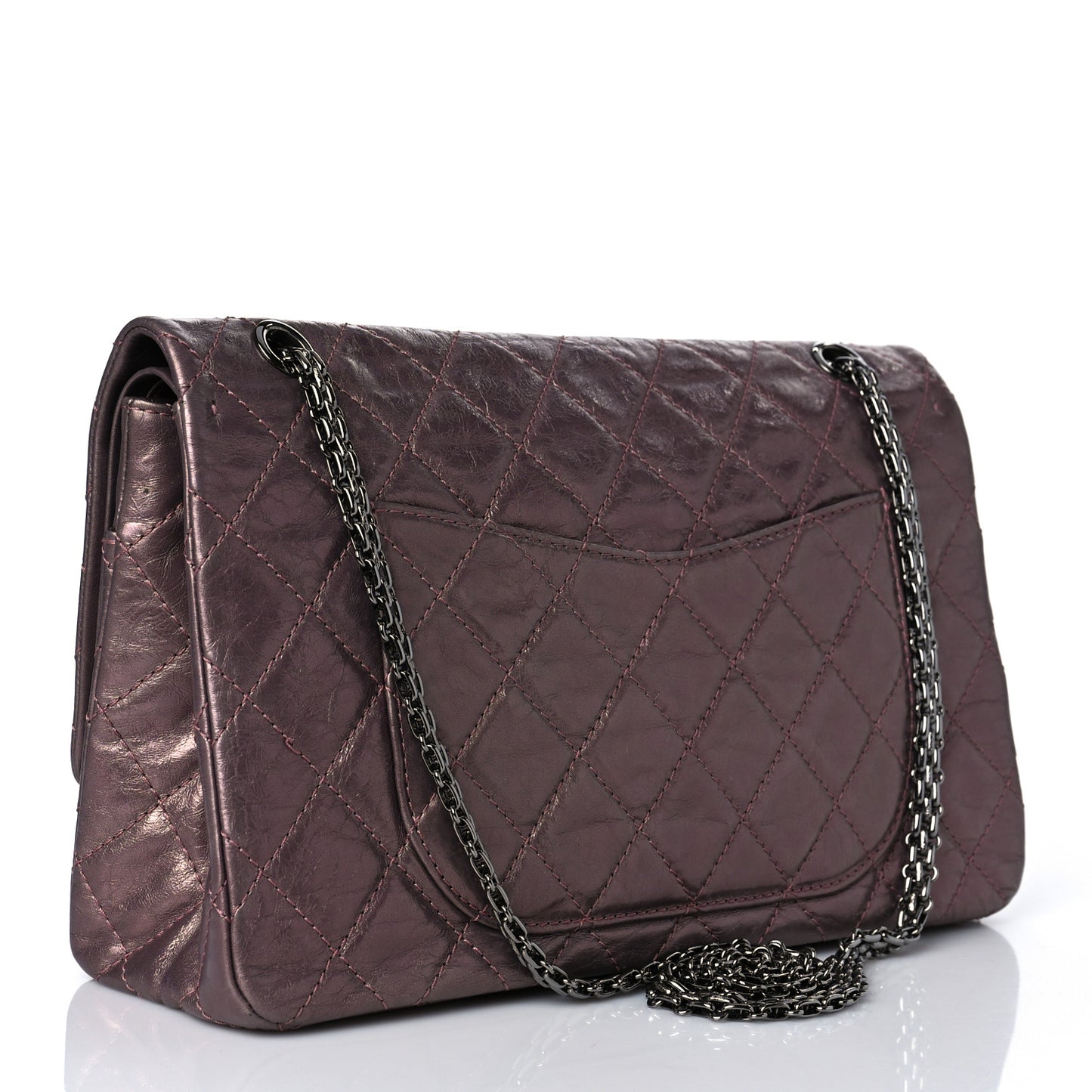 Metallic Aged Calfskin Quilted 2.55 Reissue 227 Flap Rose Fonce