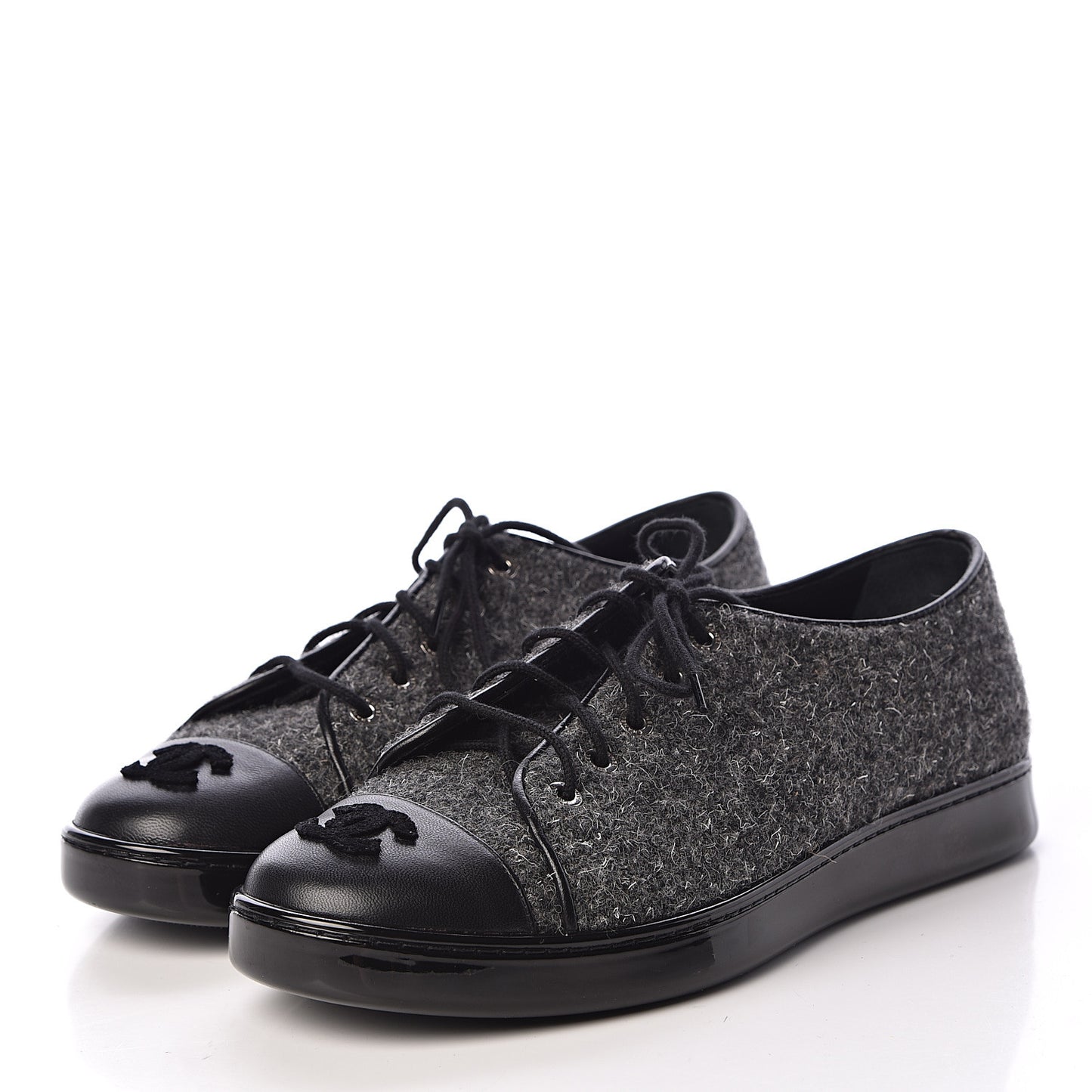 Fabric Calfskin Low Top Sneakers 39 Dark Grey