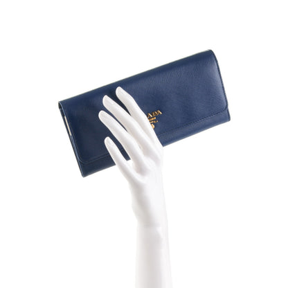 Prada Saffiano Colour Continental Flap Wallet Bleuette 2 of 7