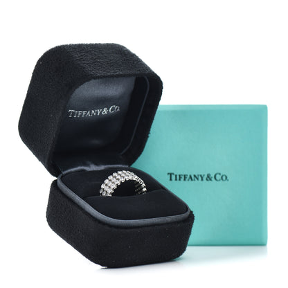 Tiffany Platinum Diamond Jazz Three-Row Band Ring 51 5.75 5 of 5