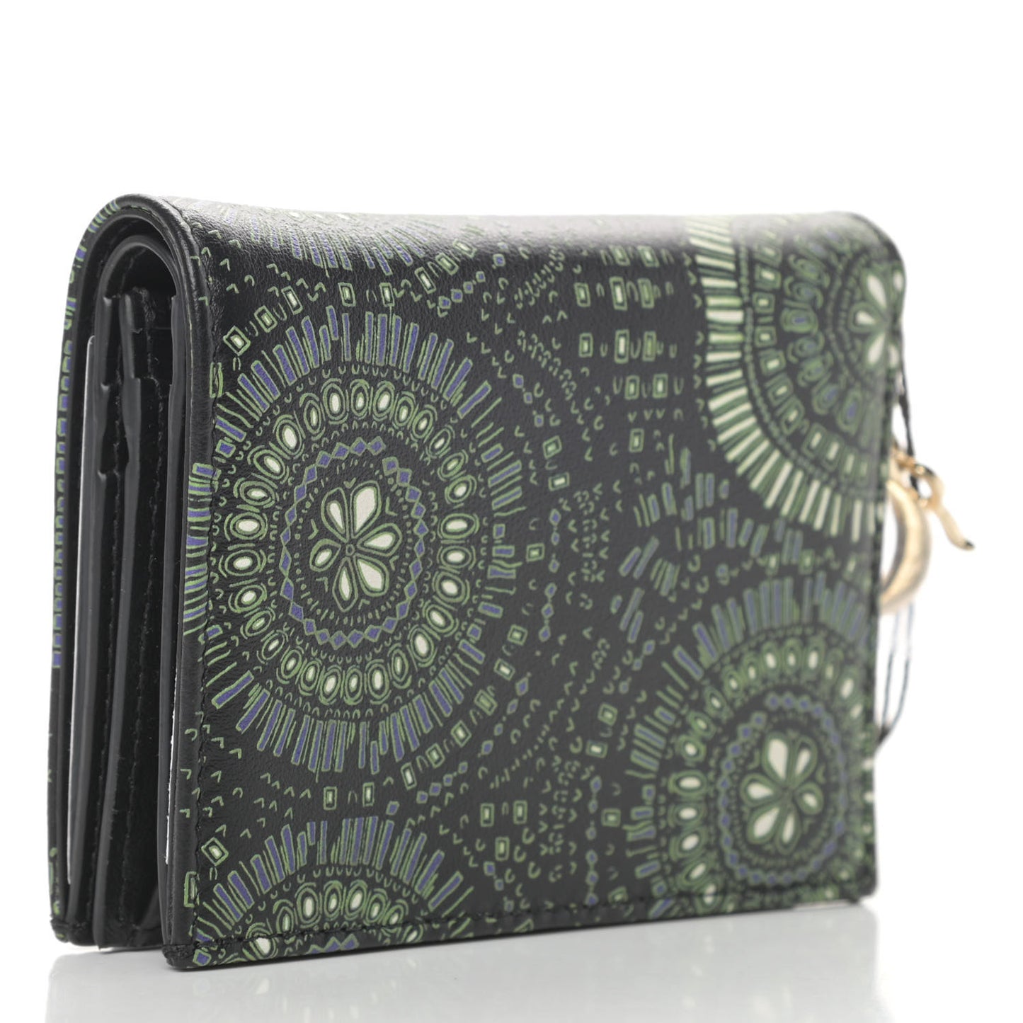 Printed Calfskin Animals Medium Wallet Green Multicolor