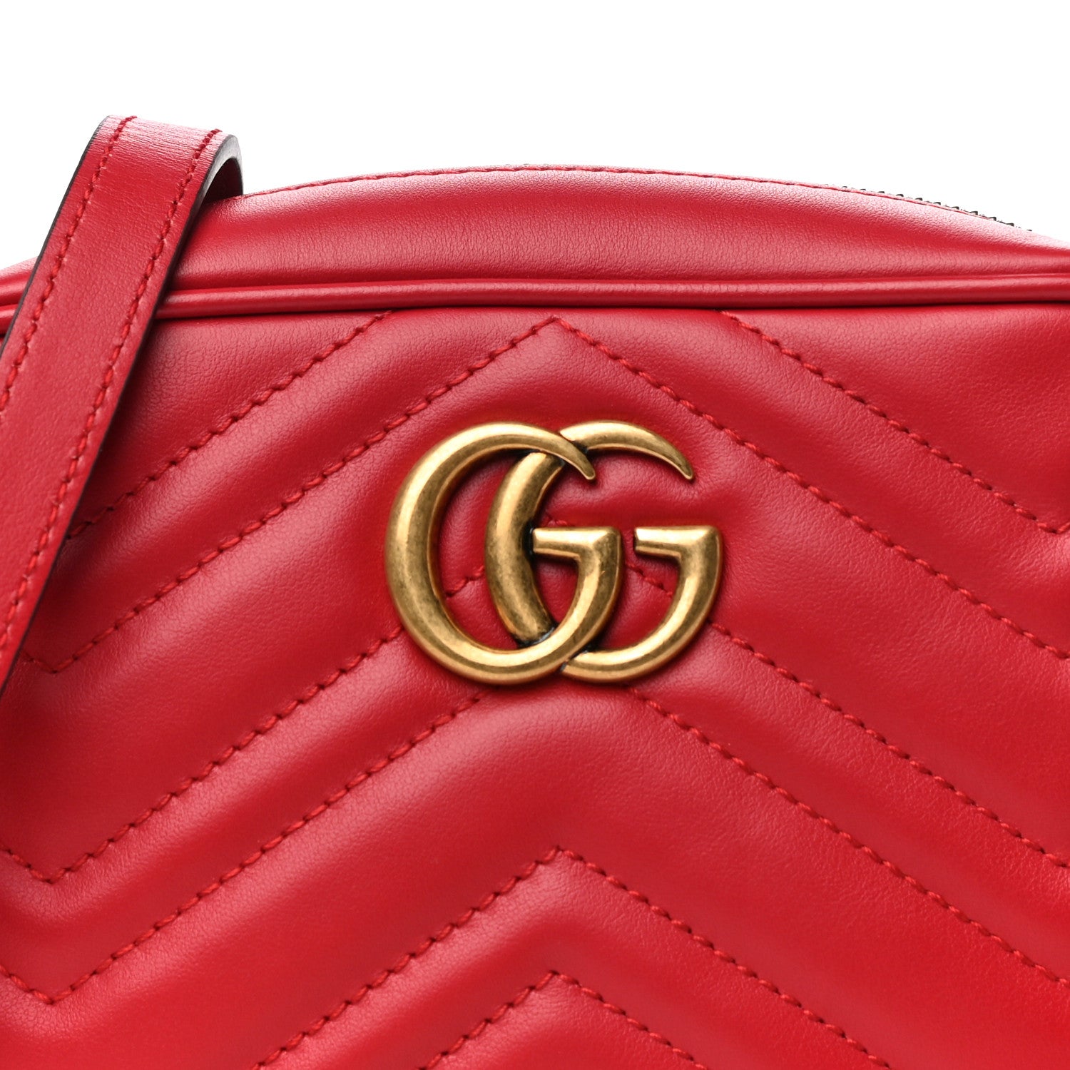 Gucci Calfskin Matelasse Mini GG Marmont Chain Shoulder Bag Hibiscus Red 11 of 11