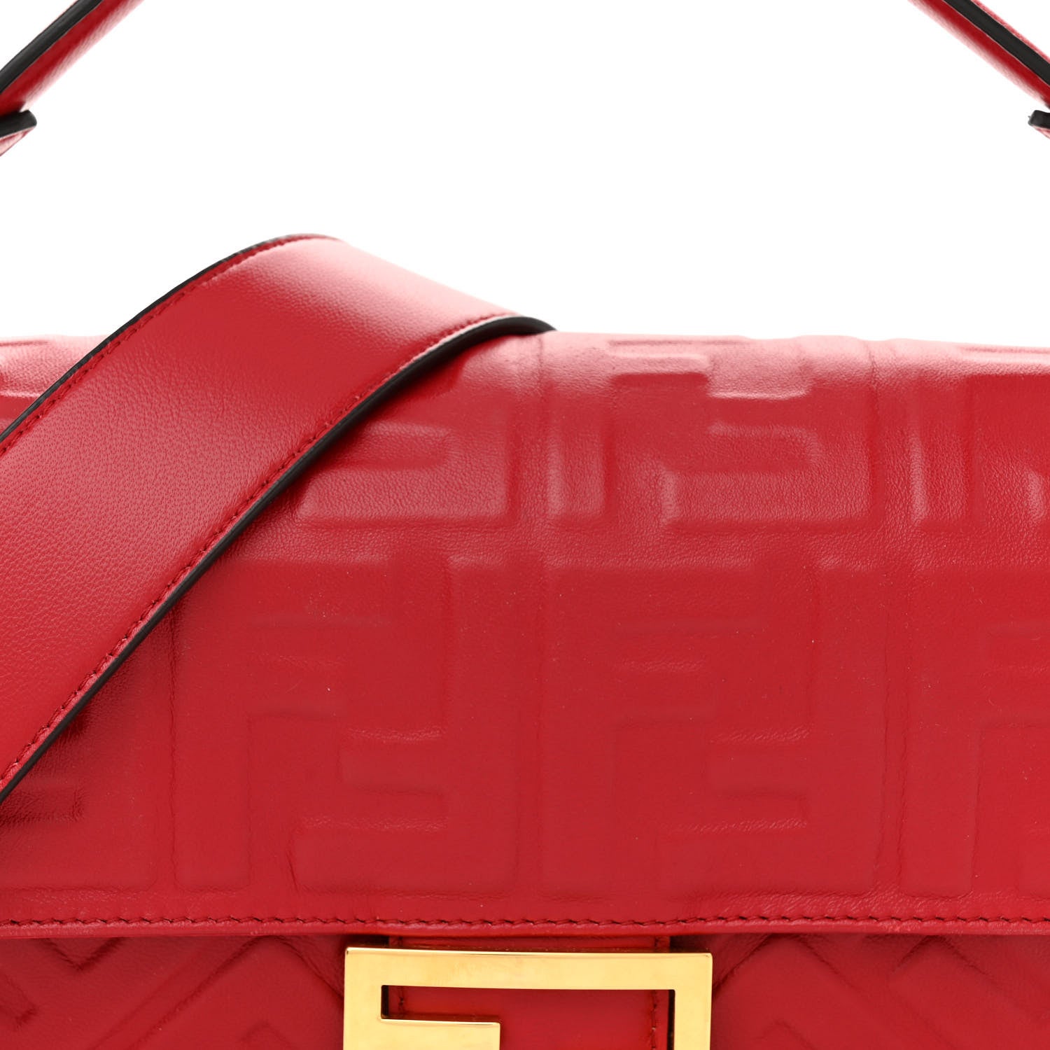 Fendi Nappa FF 1974 Embossed Baguette Fragola 8 of 12