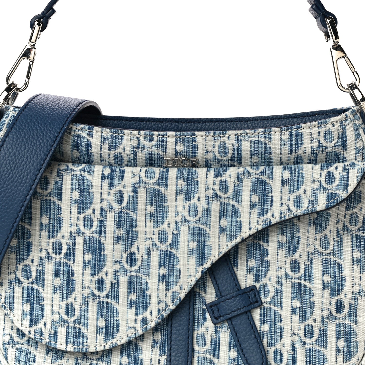 Christian Dior Denim Oblique Soft Saddle Bag Blue 7 of 10