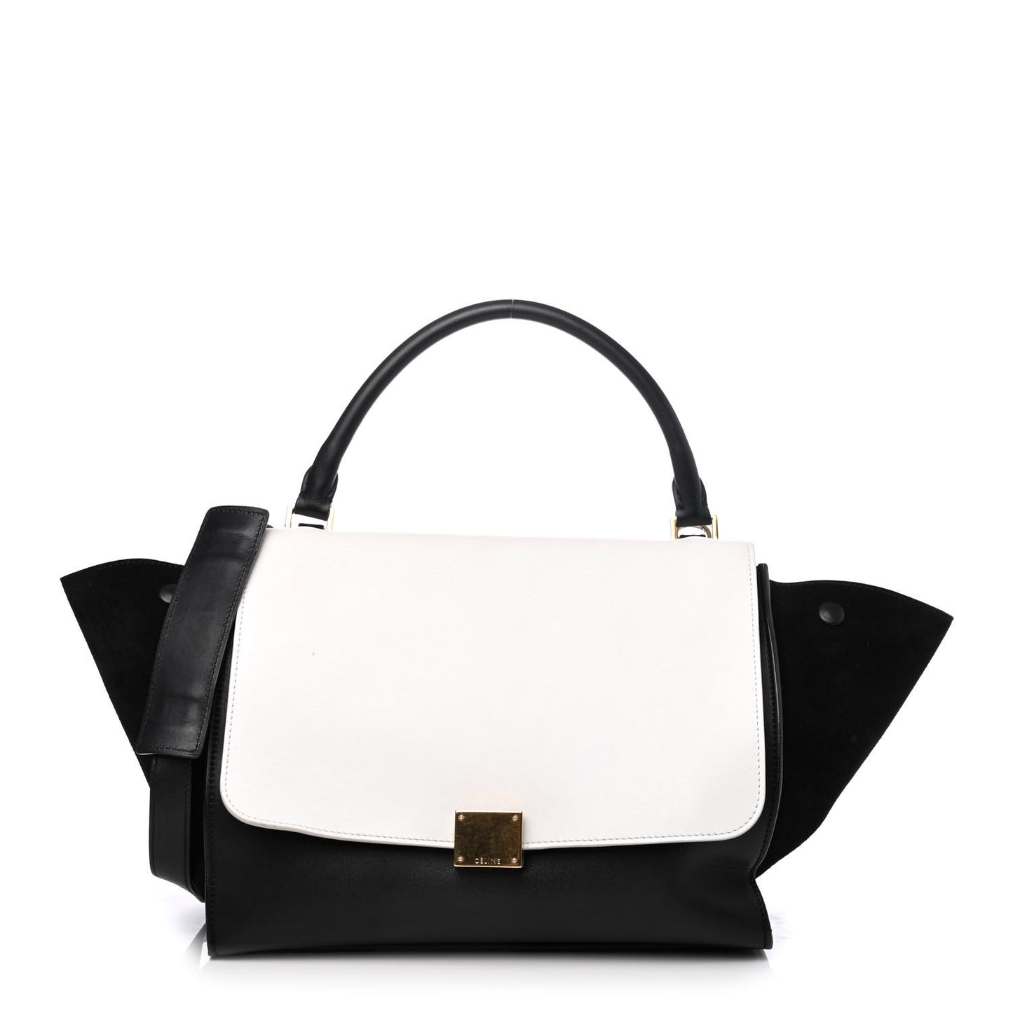 Smooth Calfskin Suede Medium Bi-Color Trapeze Black