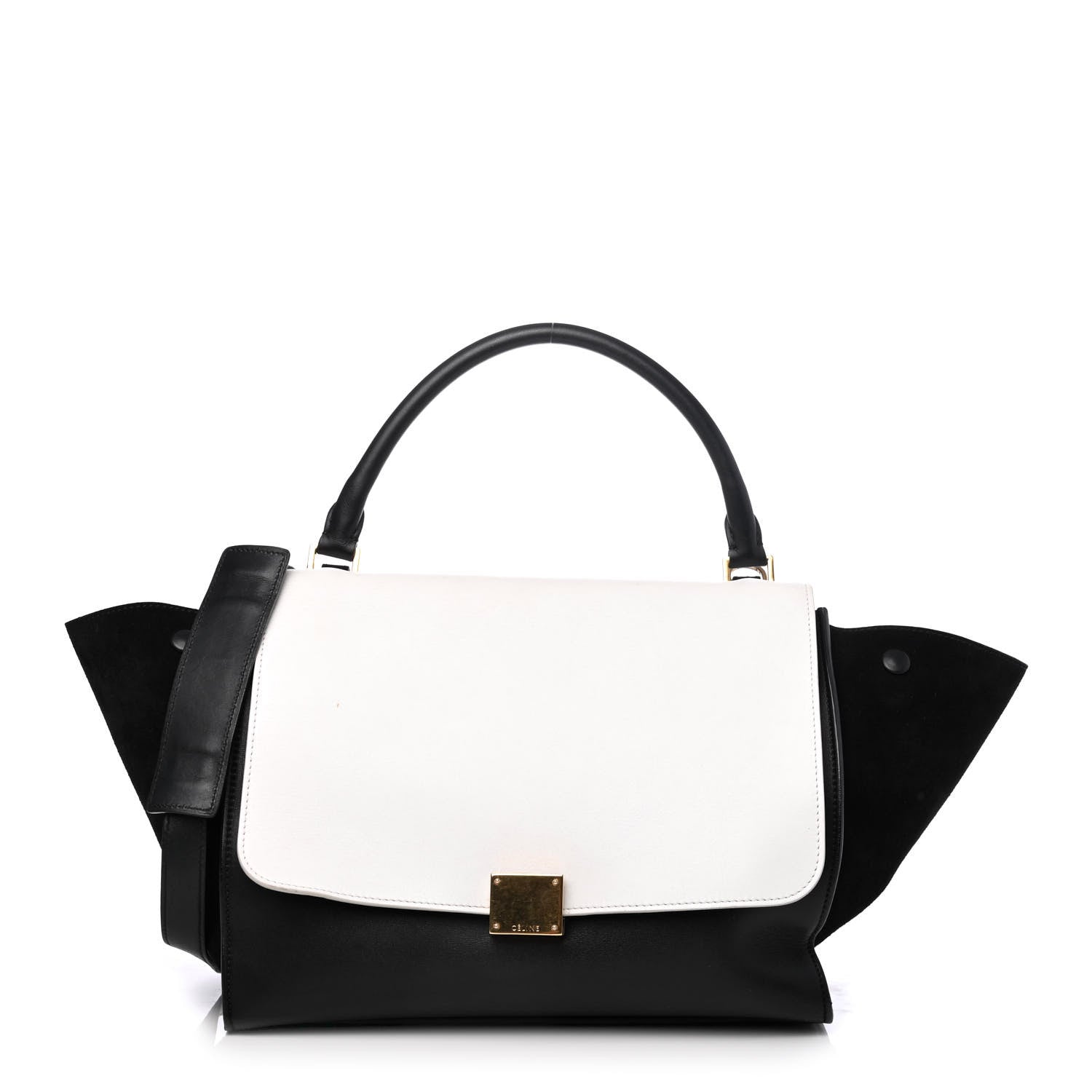 Celine Smooth Calfskin Suede Medium Bi-Color Trapeze Black 1 of 4