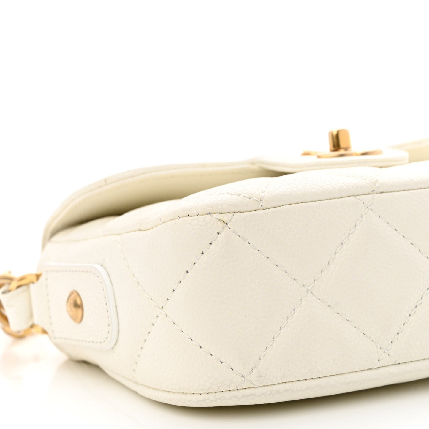 Caviar Quilted Mini Chain Flap White
