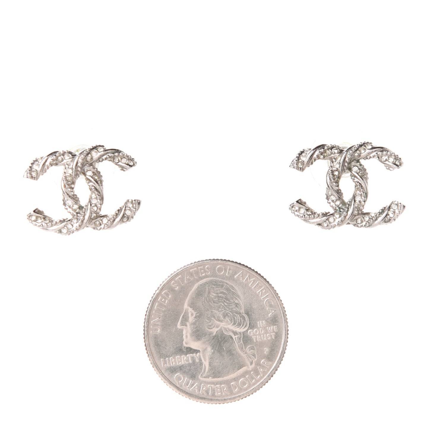 Crystal CC Twisted Earrings Silver