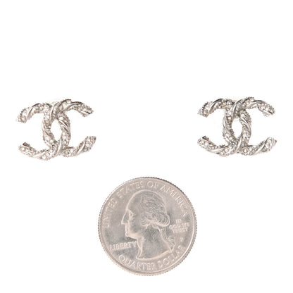 Chanel Crystal CC Twisted Earrings Silver 2 of 5