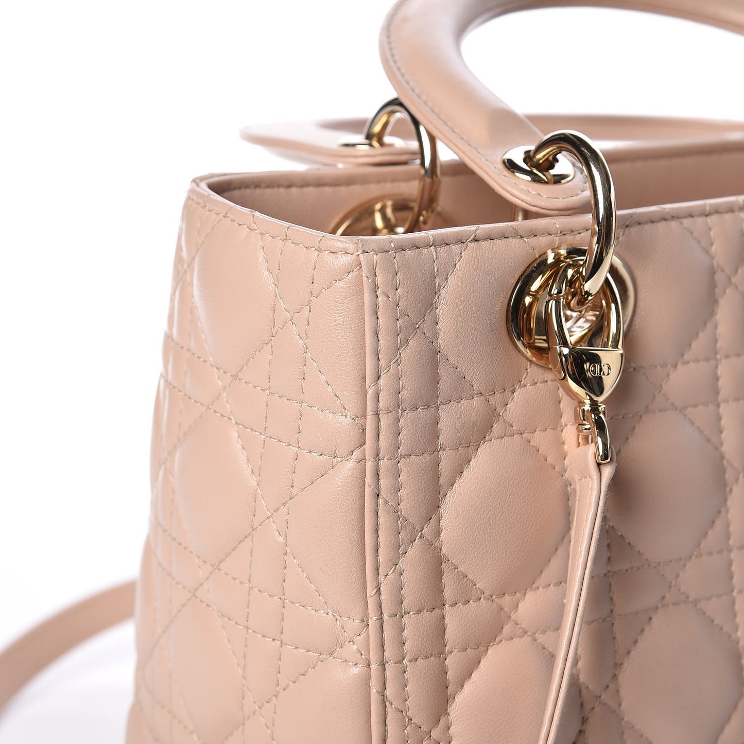 Lambskin Cannage Medium Lady Dior Beige