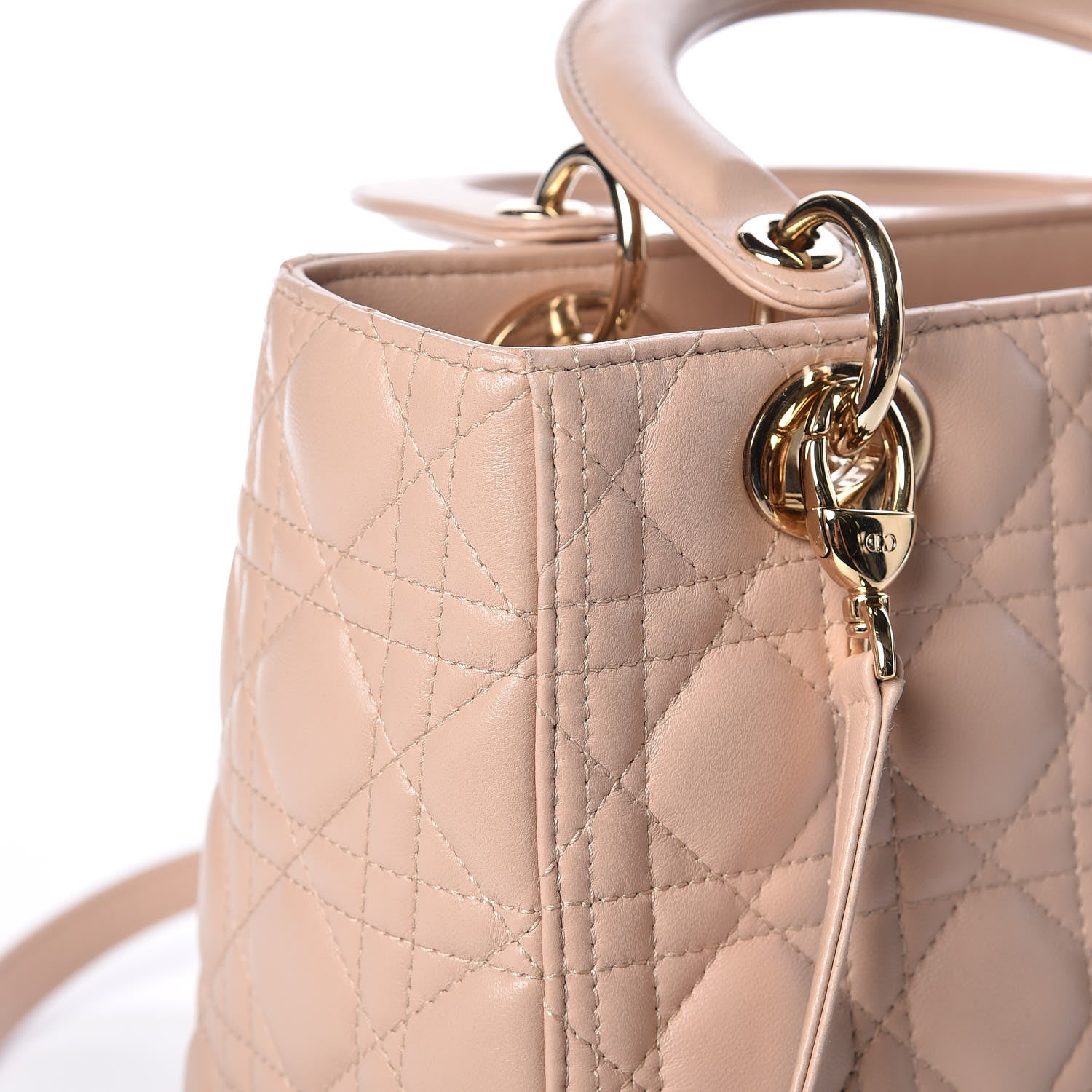 Christian Dior Lambskin Cannage Medium Lady Dior Beige 13 of 15