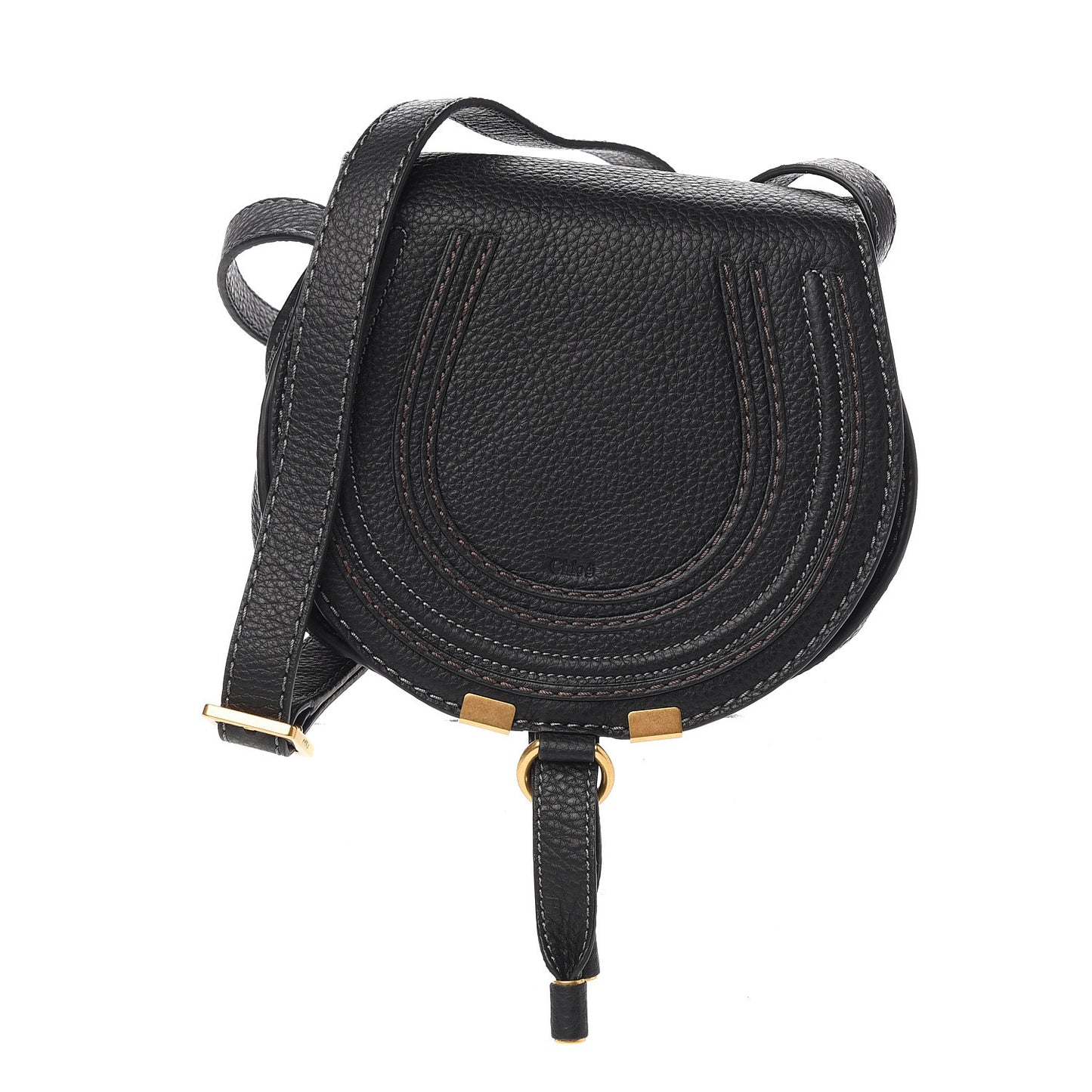Calfskin Mini Marcie Round Crossbody Bag Black