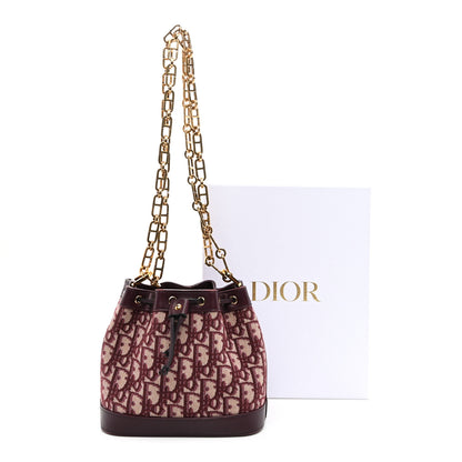 Christian Dior Oblique Drawstring Chain Bucket Bag Burgundy 11 of 11