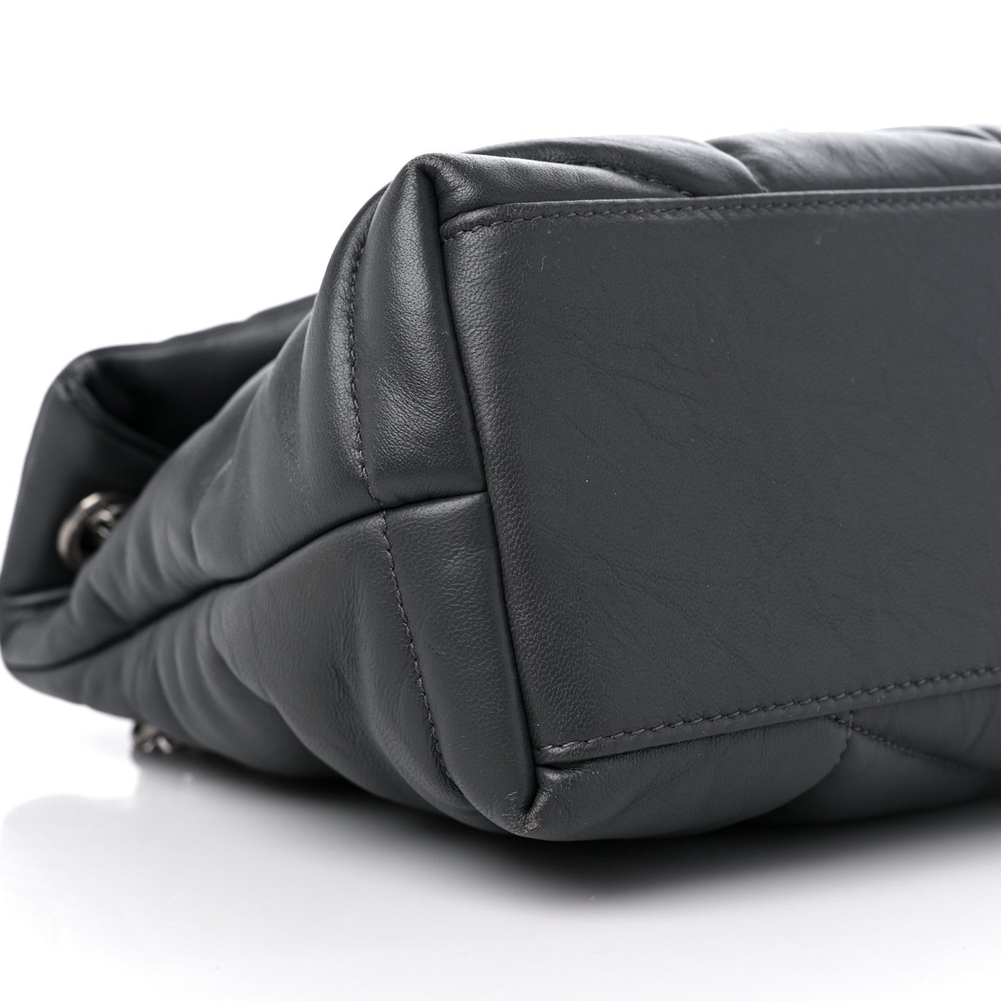 Lambskin Quilted Small Loulou Puffer Monogram Chain Satchel Storm