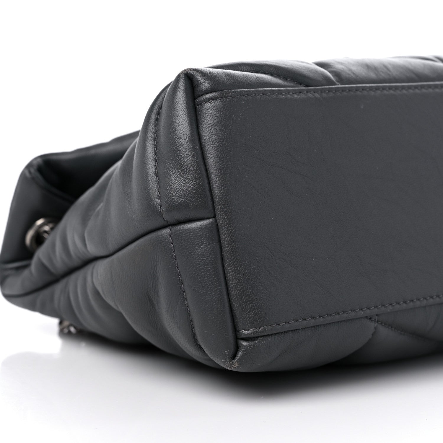 Saint Laurent Lambskin Quilted Small Loulou Puffer Monogram Chain Satchel Storm 8 of 11