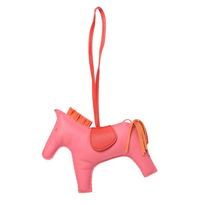Hermes Milo Lambskin Grigri Rodeo Horse Bag Charm GM Rose Azalee Orange Poppy Rouge Indien 1 of 3