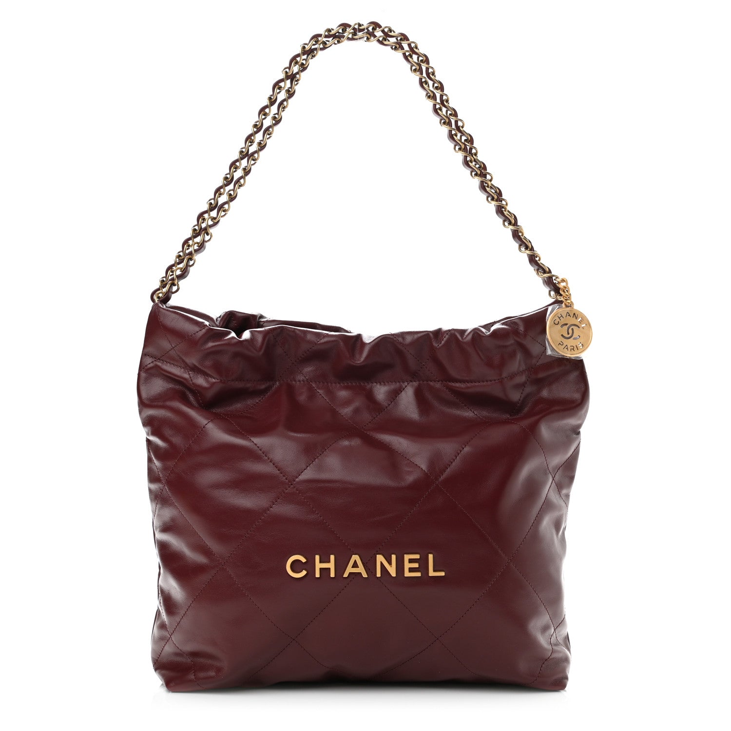 Chanel Shiny Calfskin Quilted Small Chanel 22 Burgundy 3 of 13