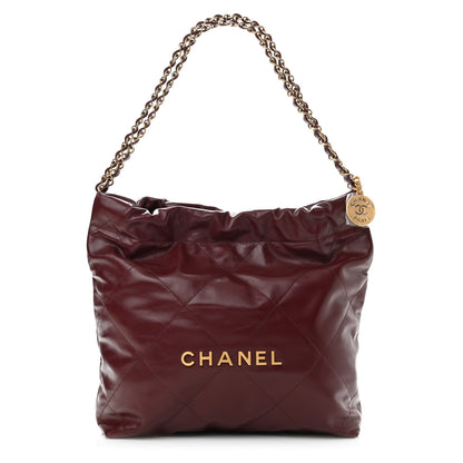 Chanel Shiny Calfskin Quilted Small Chanel 22 Burgundy 3 of 13